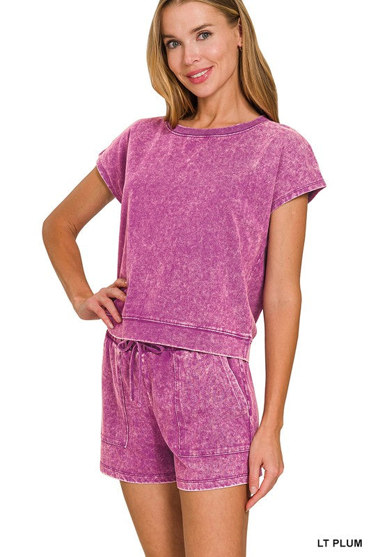 Cotton Washed Top & Shorts Set