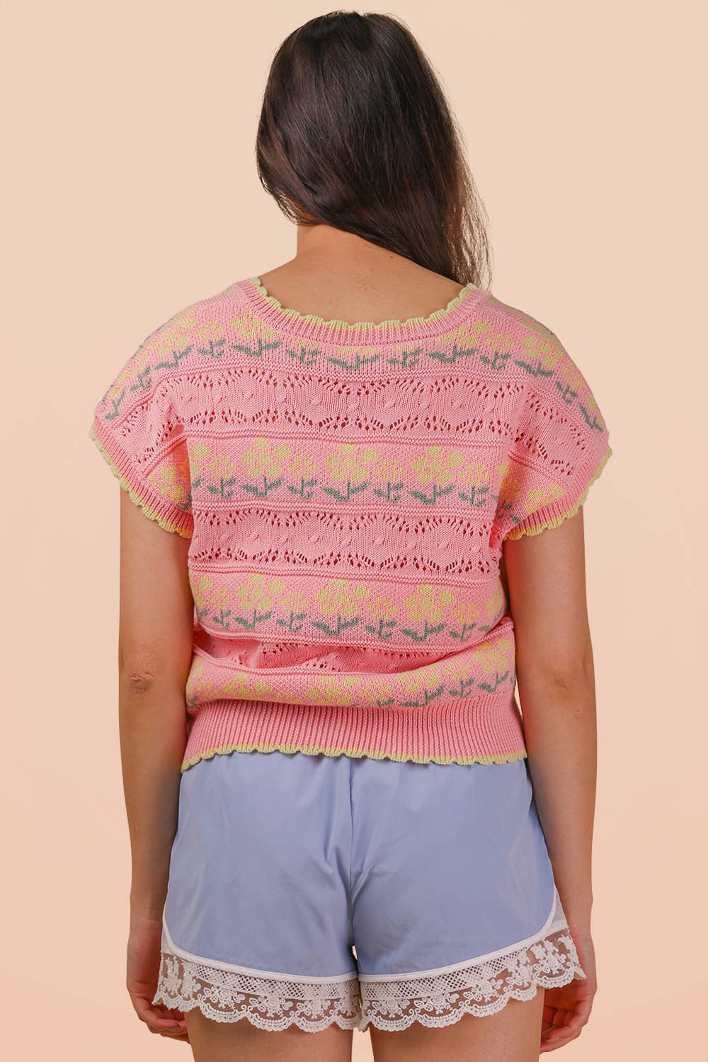 Floral Graphic Knit Sweater Vest