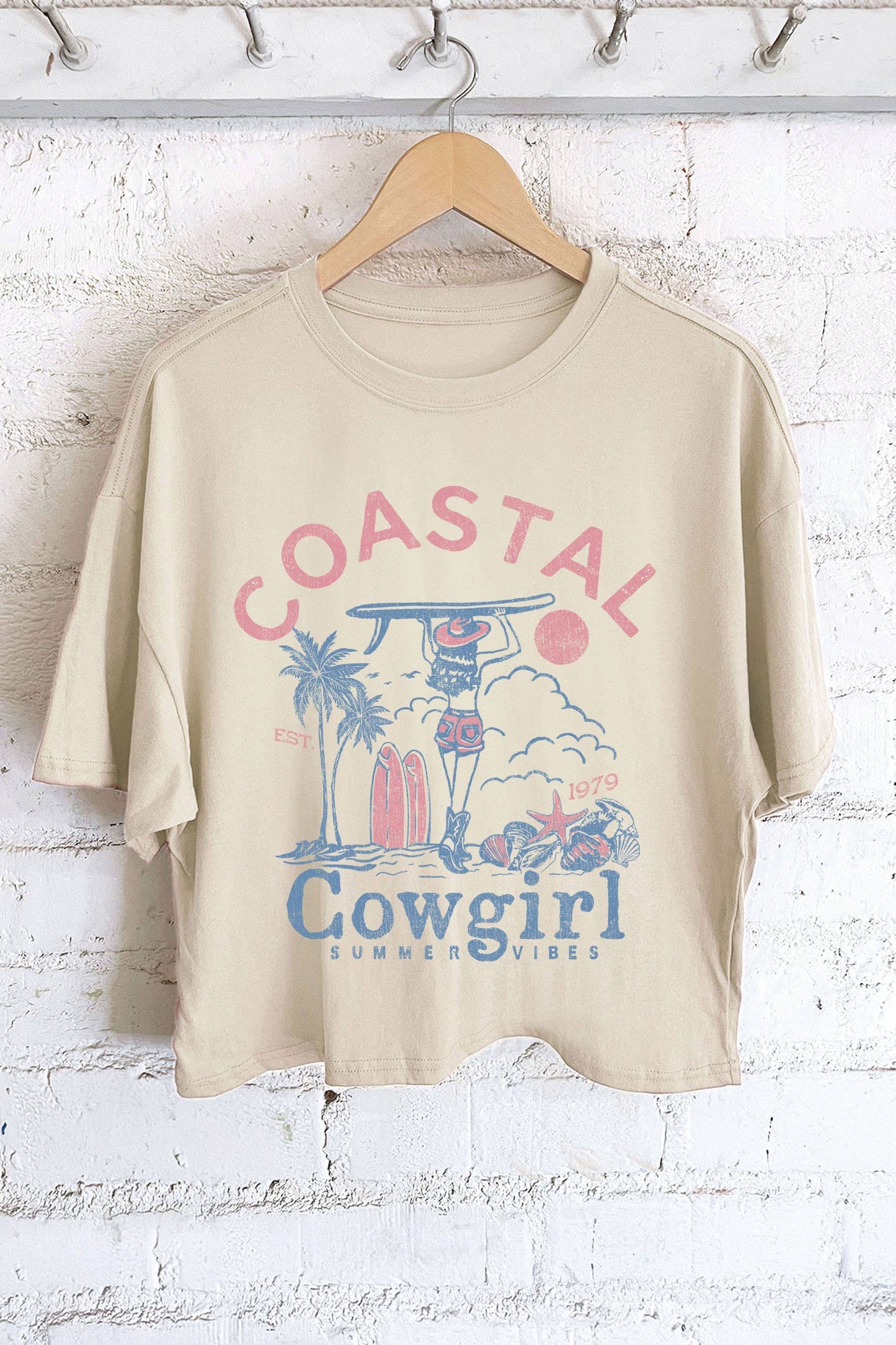 COASTAL COWGIRL SUMMUER VIBES GRAPHIC LONG CROP TOP