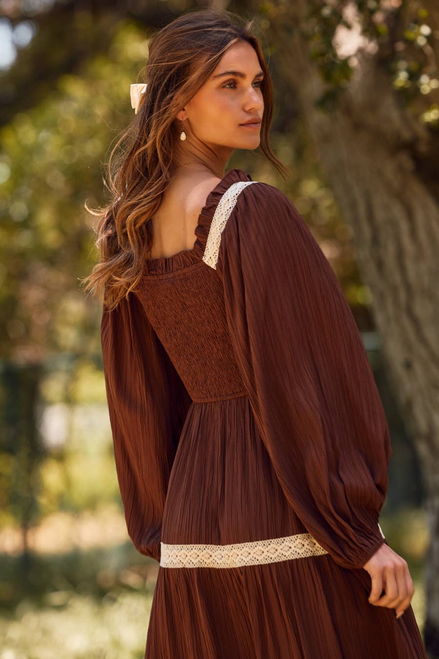 Long-sleeve Smocked Dress