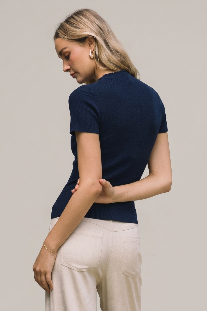 Short Sleeve Soft Knit Sweater Top