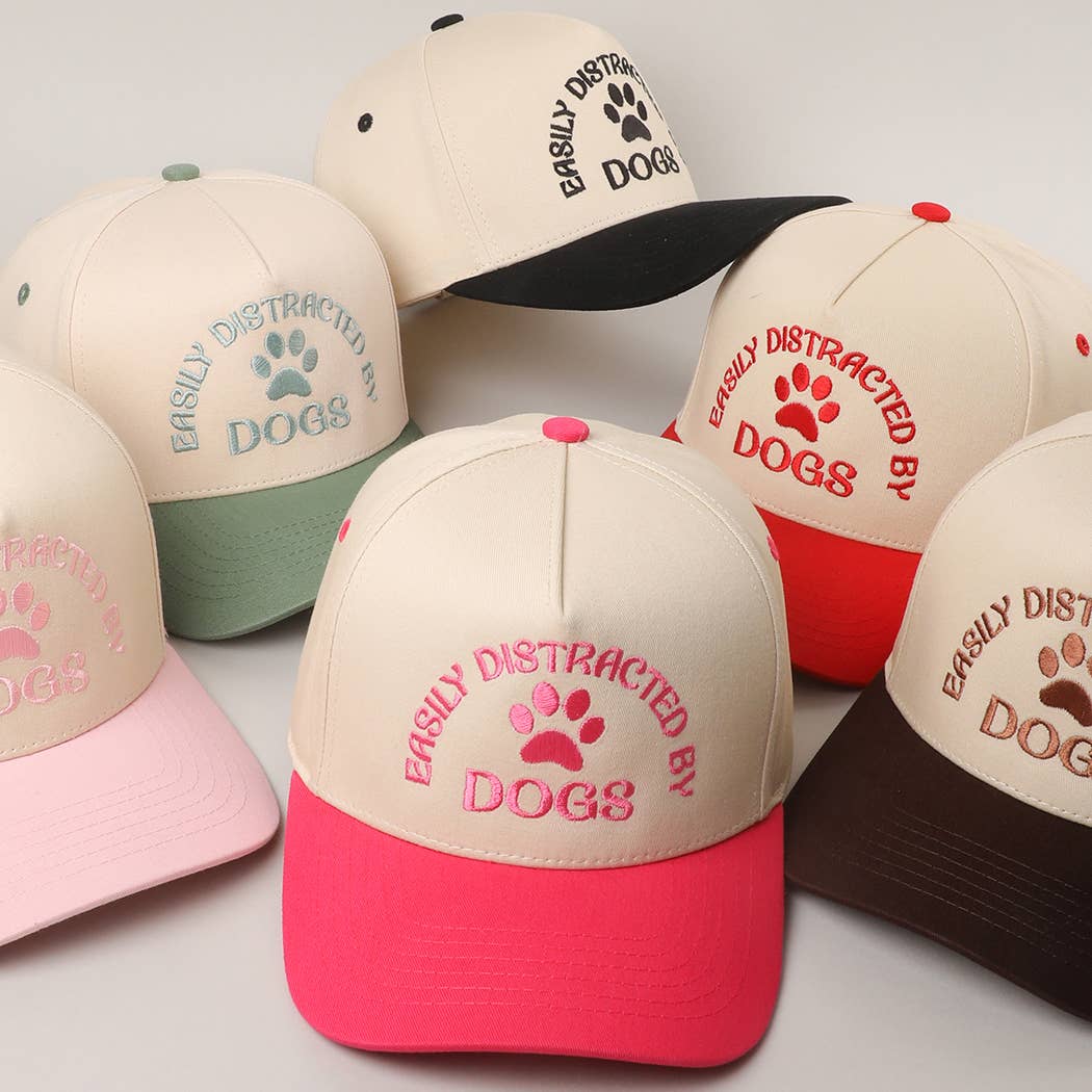 EASILY DISTRACTED BY DOGS Embroidered Trucker Hat