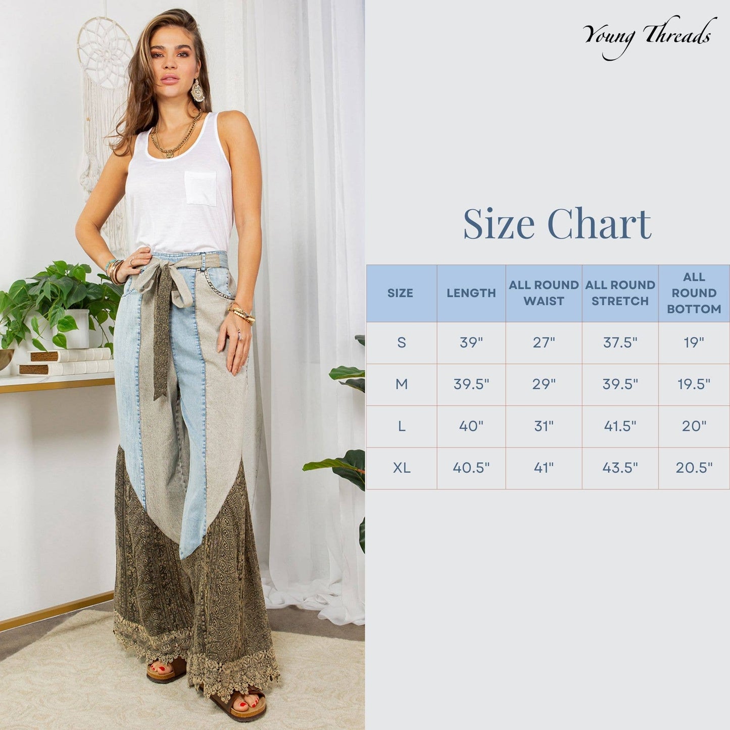 Wild West Lace Rhapsody Denim Lace Flare Pants