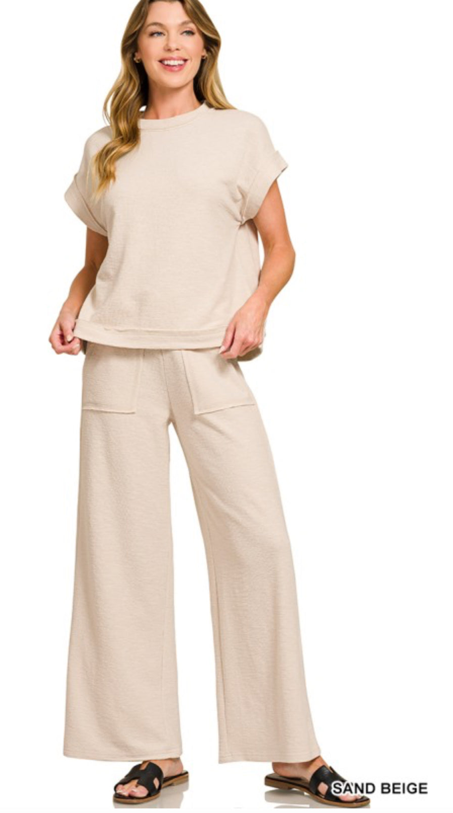 Cotton Slub Short Sleeve Pants Set