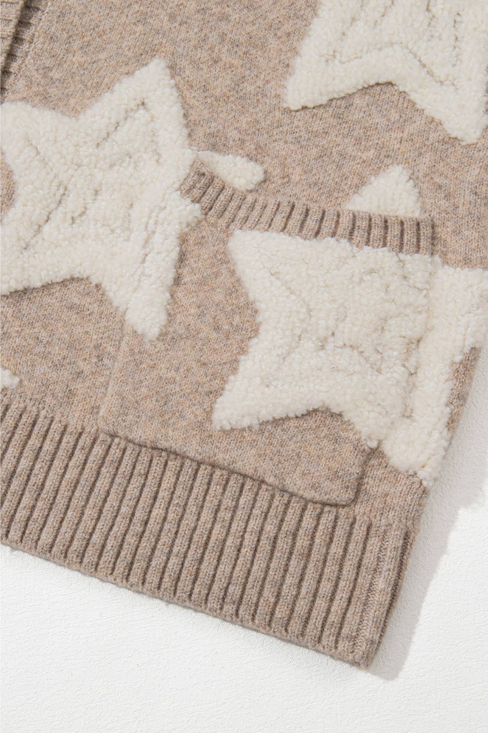 Star Pattern * Pockets Long Sleeve Knit Cardigan