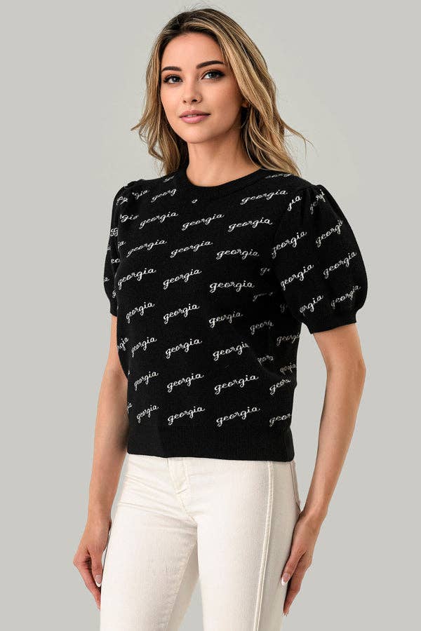 Puff Sleeve Game Day Sweater Georgia