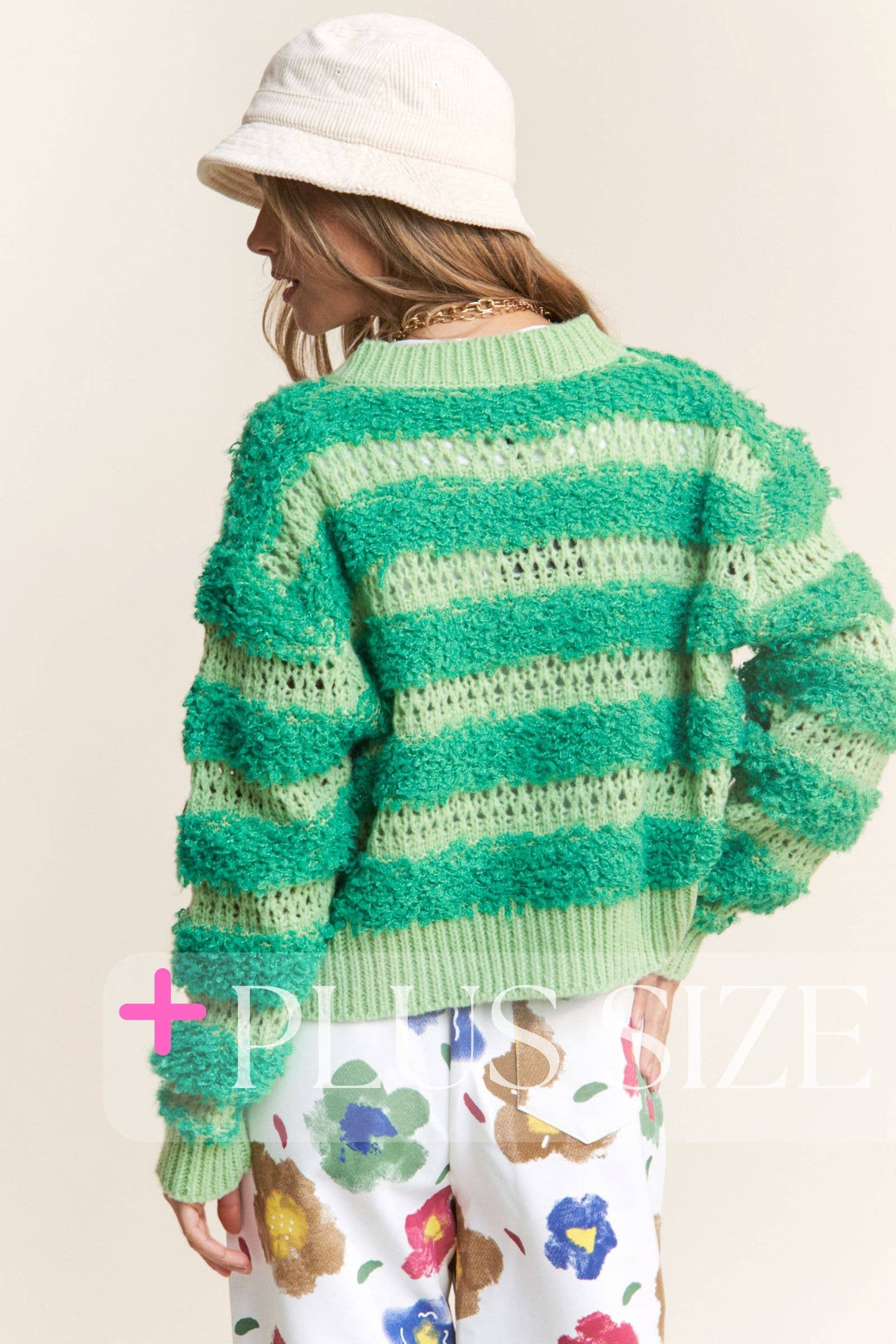 Fuzzy Stripe Long Sleeve Cardigan
