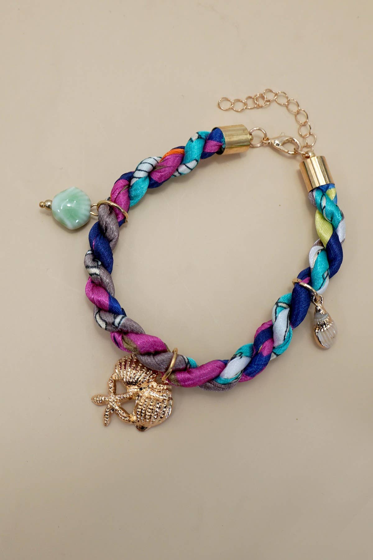 18K STAINLESS STEEL SCARF CHARM BRACELET