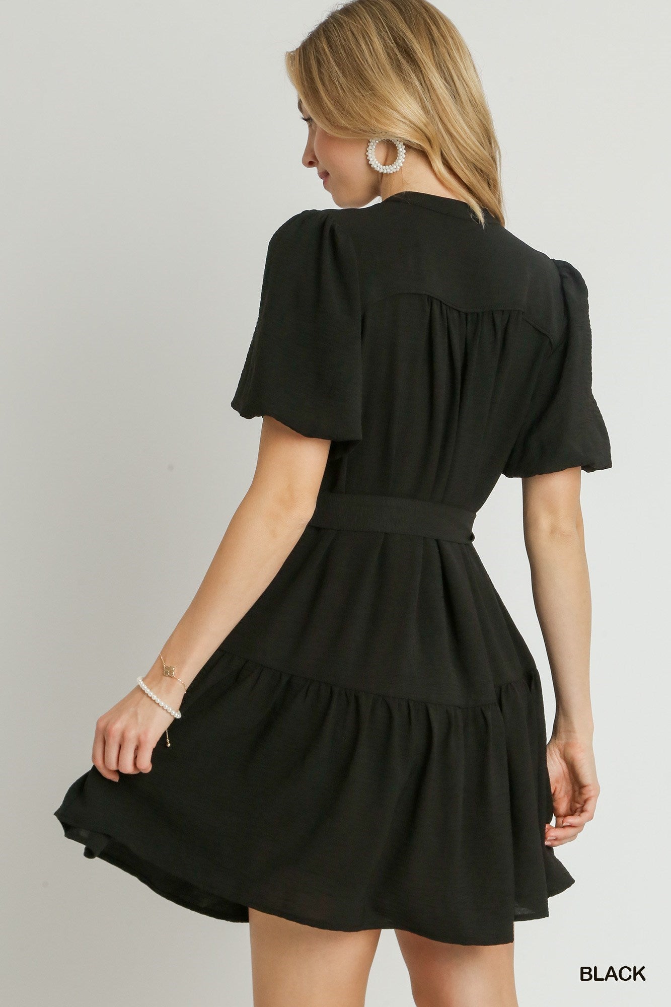 Gathered Button Dress