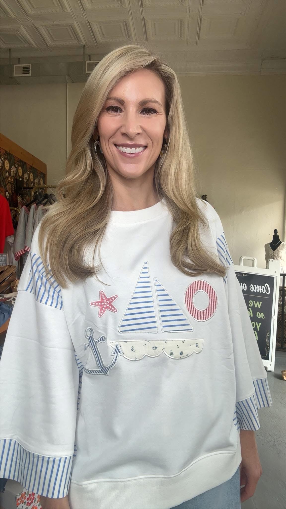 Nautical Sailboat Graphic Sweatshirt