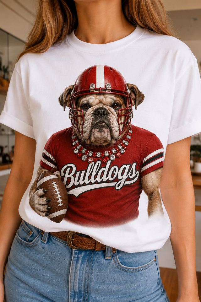 Jeweled Collar Bulldog with Helmet