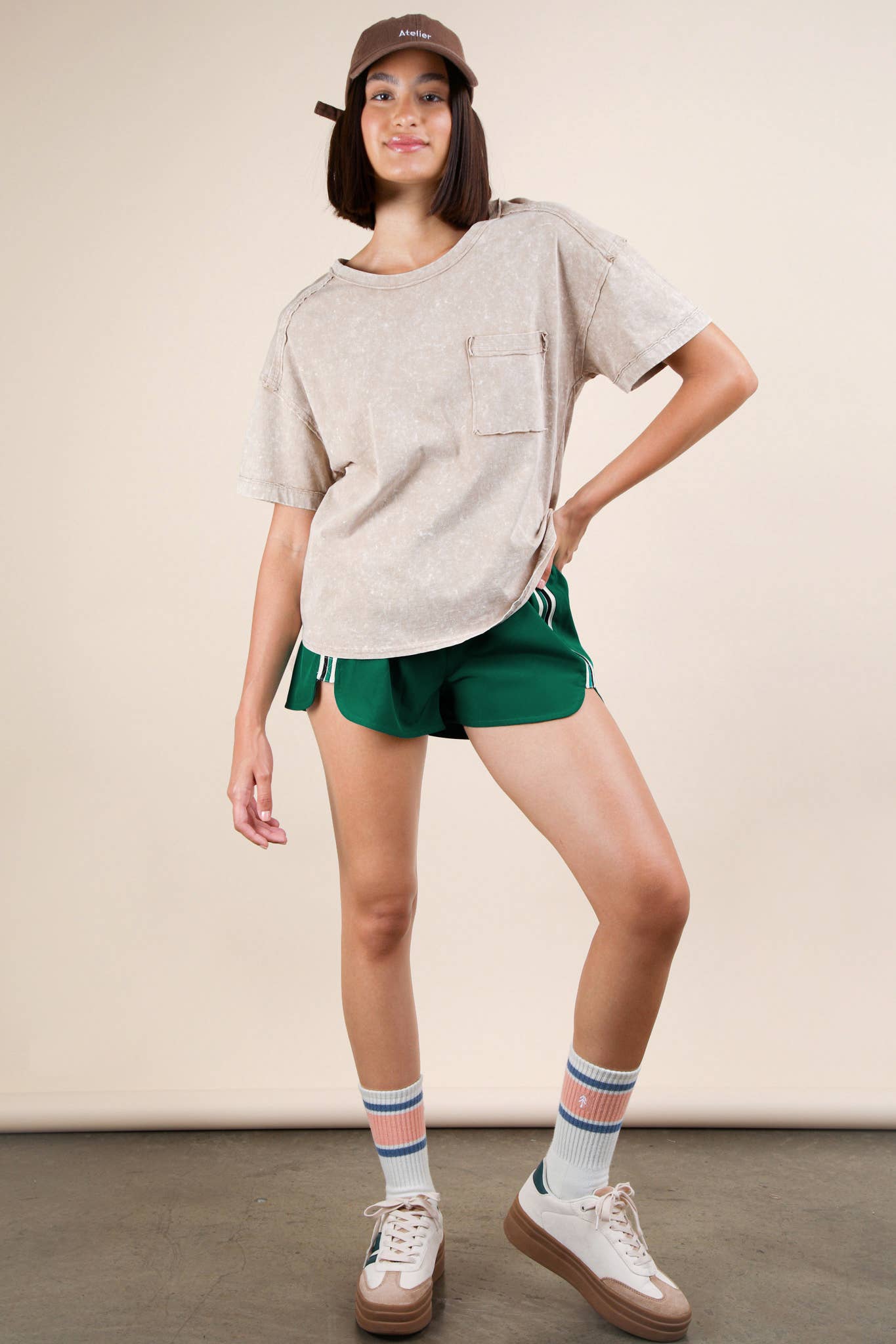 Striped Trim Detail Activewear Shorts