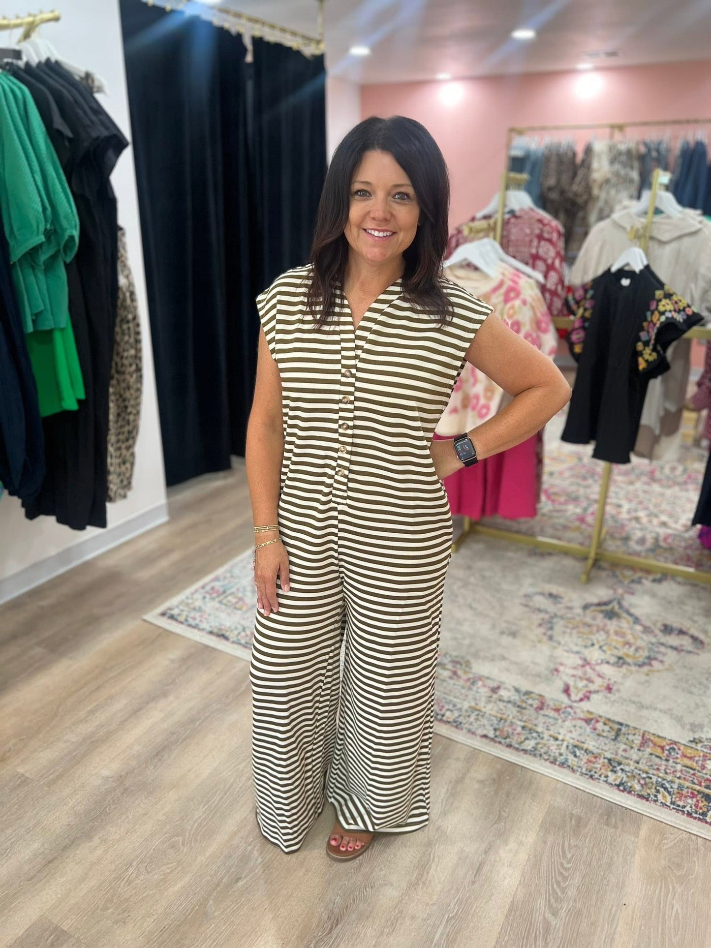 Knit Strip Wide Leg Jumpsuit