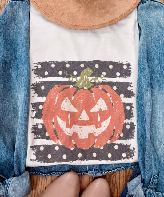 Halloween/Fall Polka Dot Pumpkin Graphic Tee