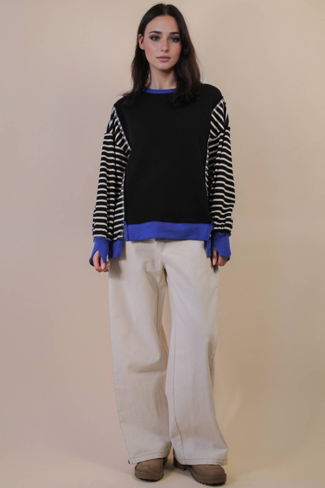 Oversized Striped Casual Knit Top