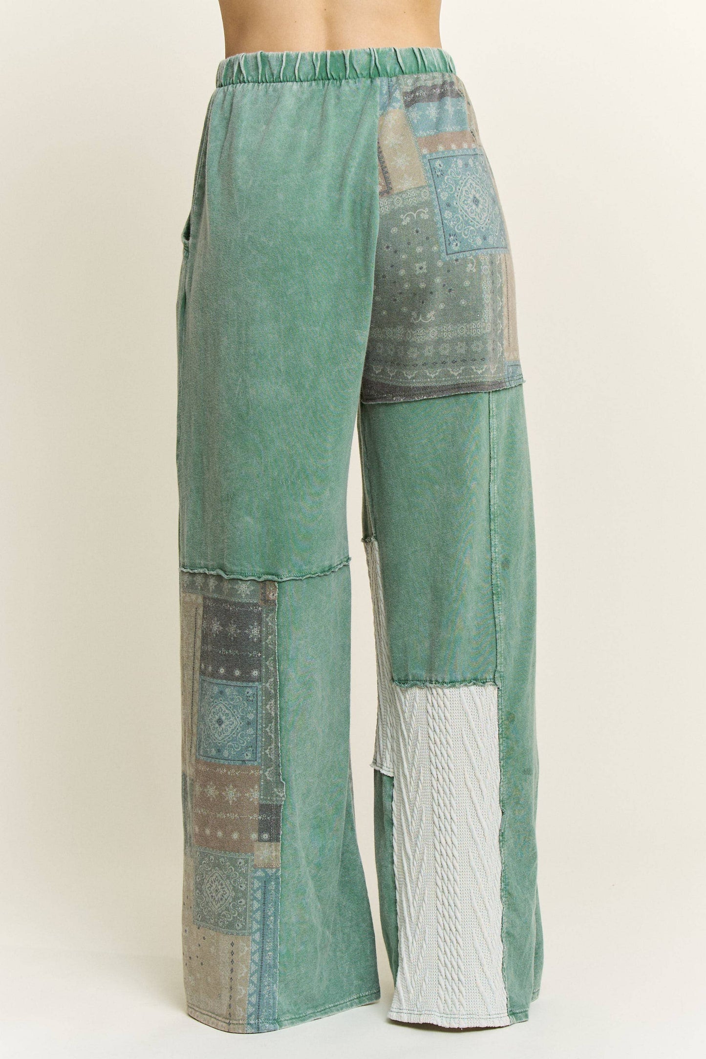Mineral Washed Bandana Patchwork  Sweater pants