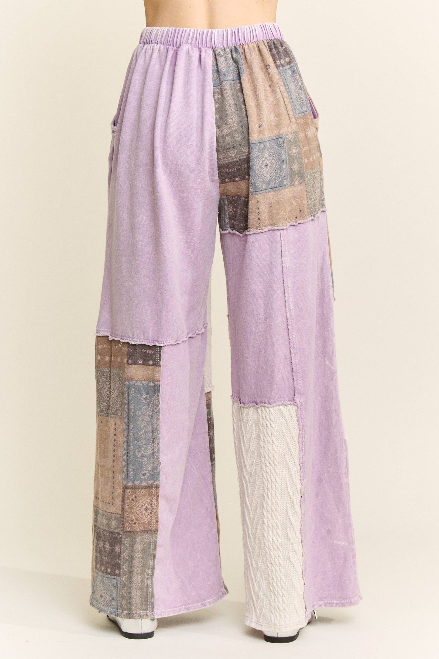 Mineral Washed Bandana Patchwork  Sweater pants