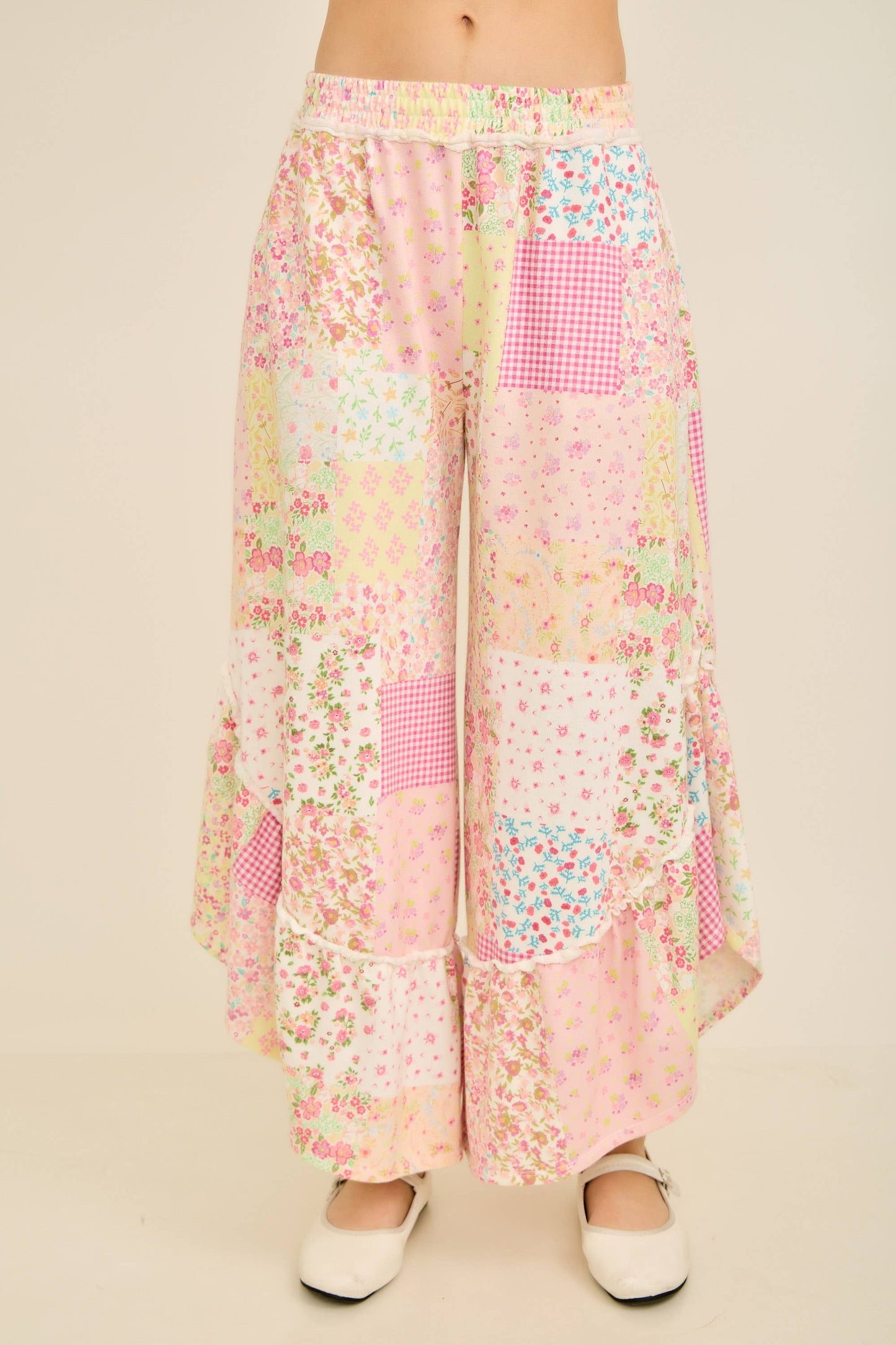 Spring Picnic Patch Print Ruffle pants