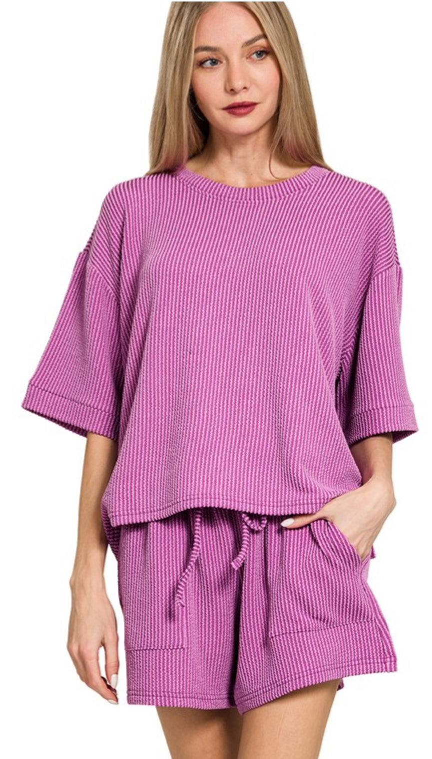 Raised Rib Shorts Set