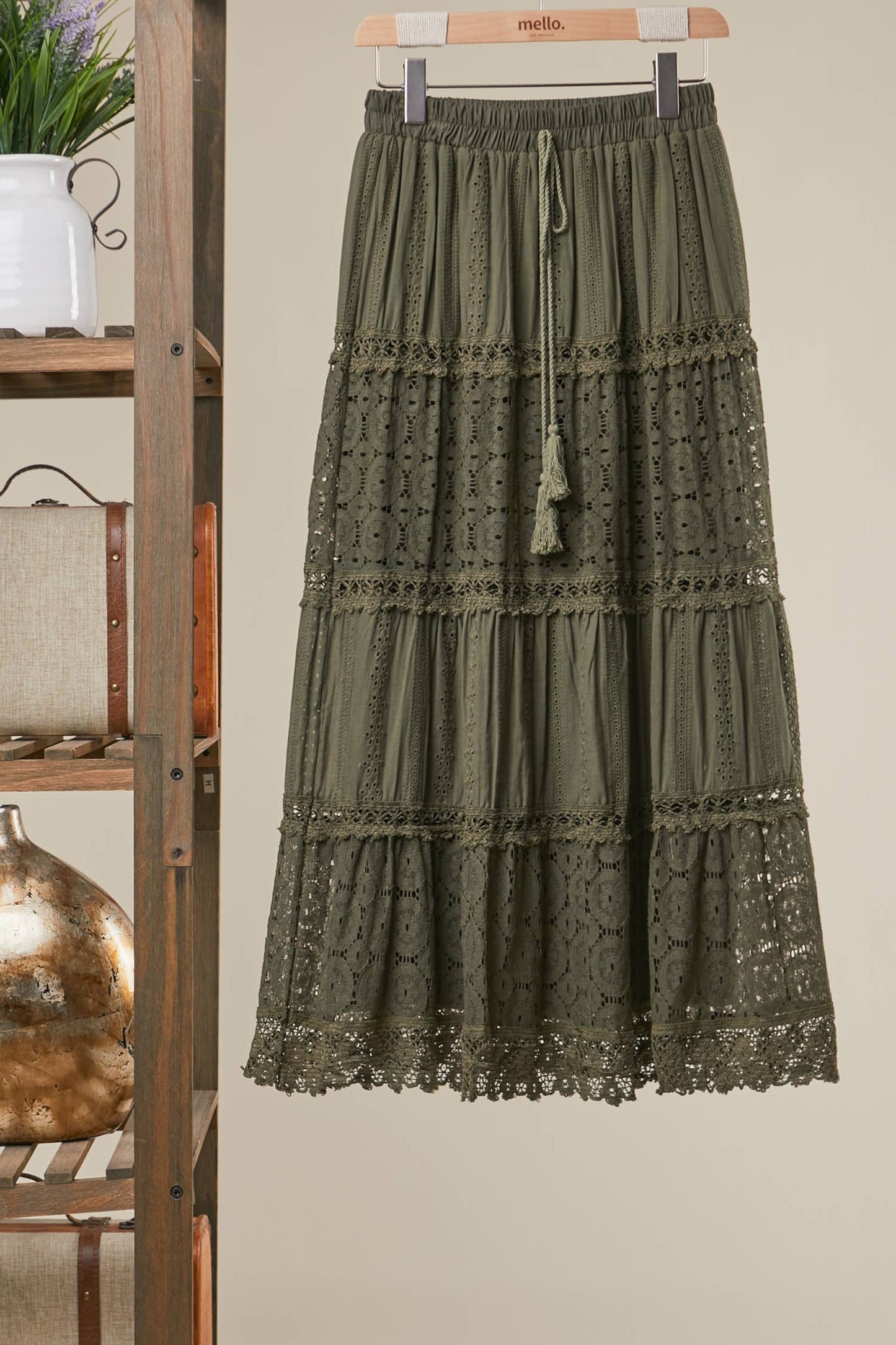 Maxi Skirt with Lace Trim