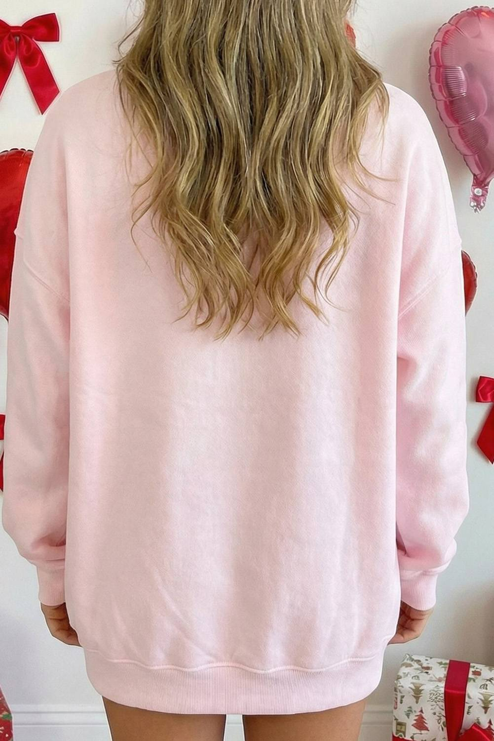 Valentine Sweetheart Patchwork Oversize Mock Neck Sweatshirt