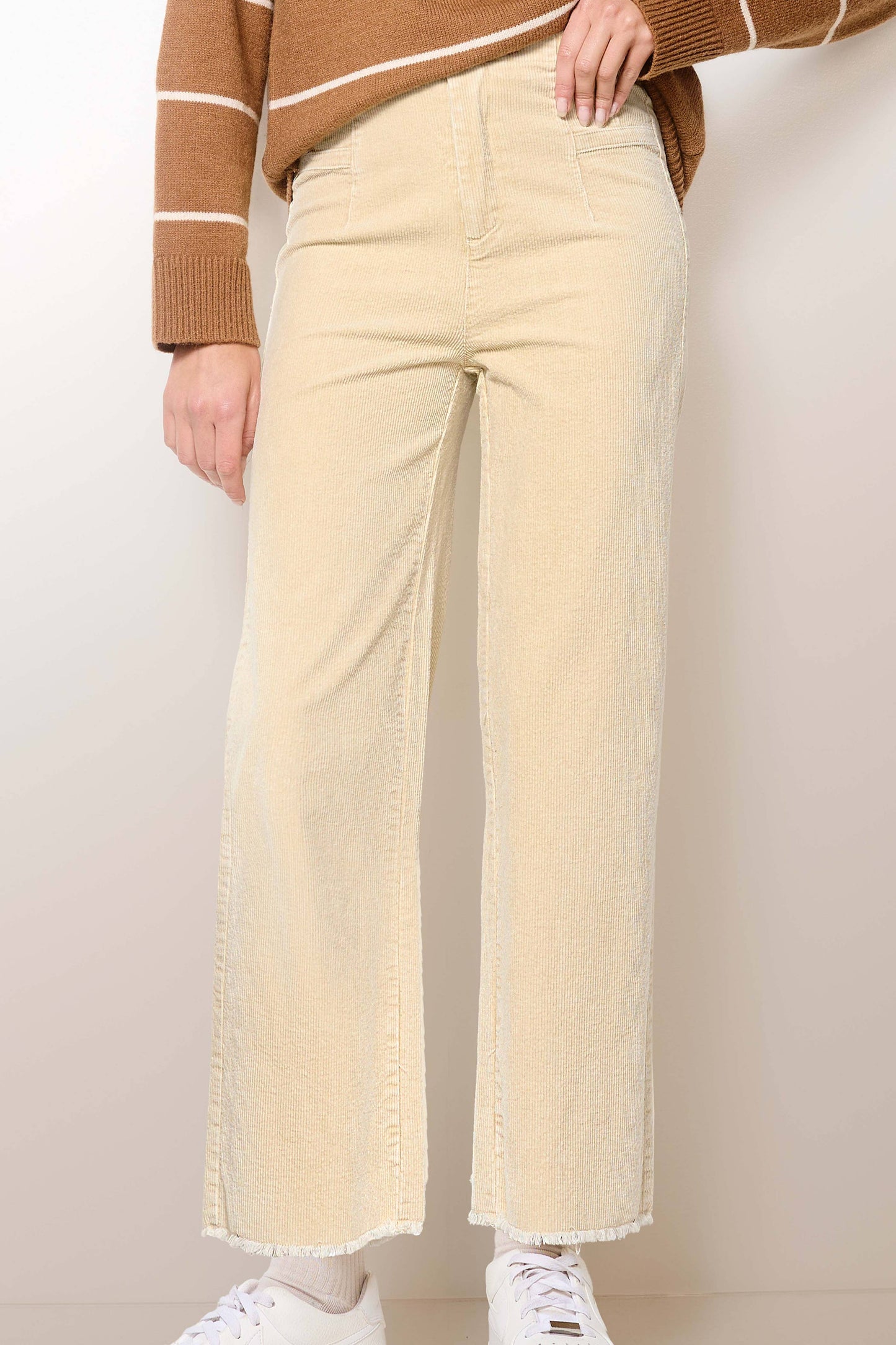 Mineral Washed High Waisted Wide Leg Corduroy Pants
