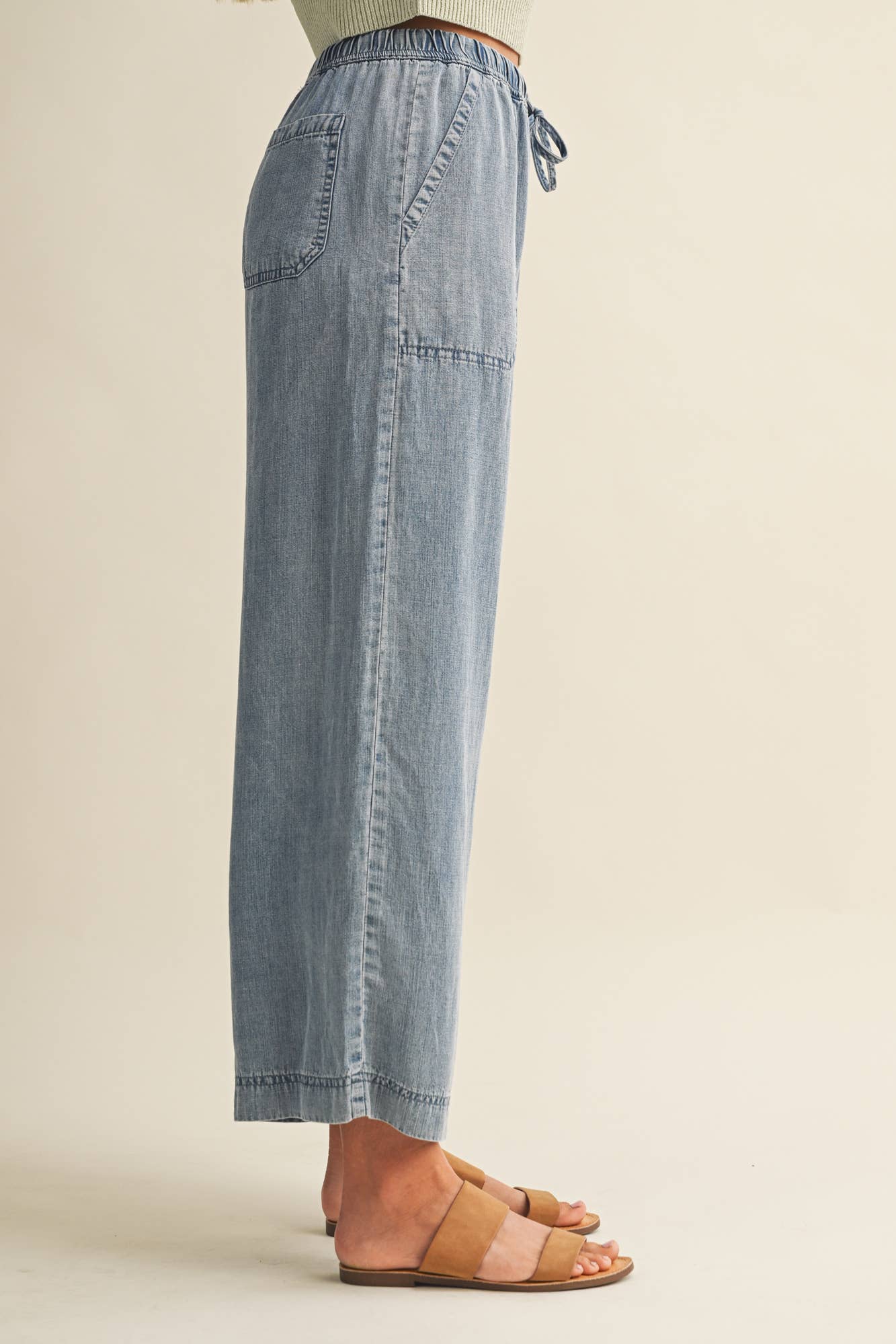 Drawstring Waist Patch Pocket Pants