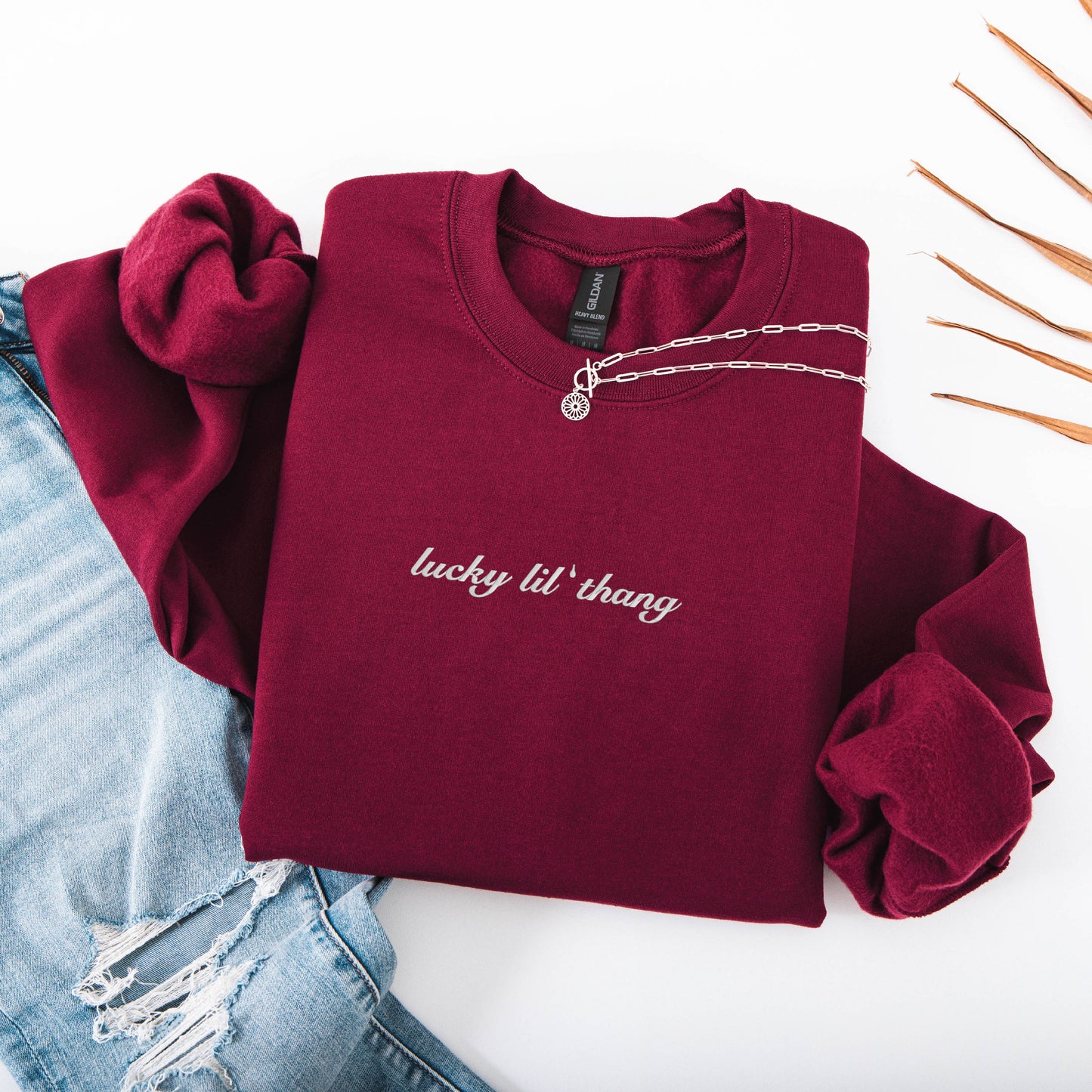 Embroidered St Patrick Day Crewneck Sweatshirt Lucky Sweater