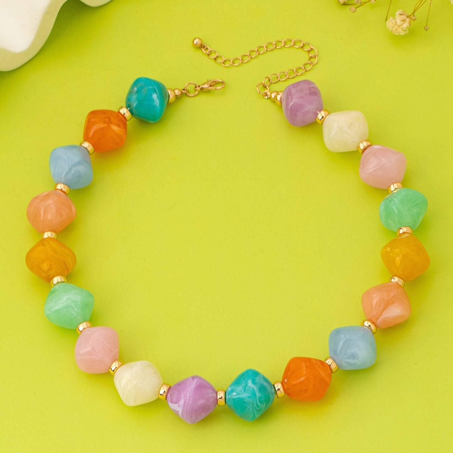 Multicolor Oversized  Pastel Bead Necklace