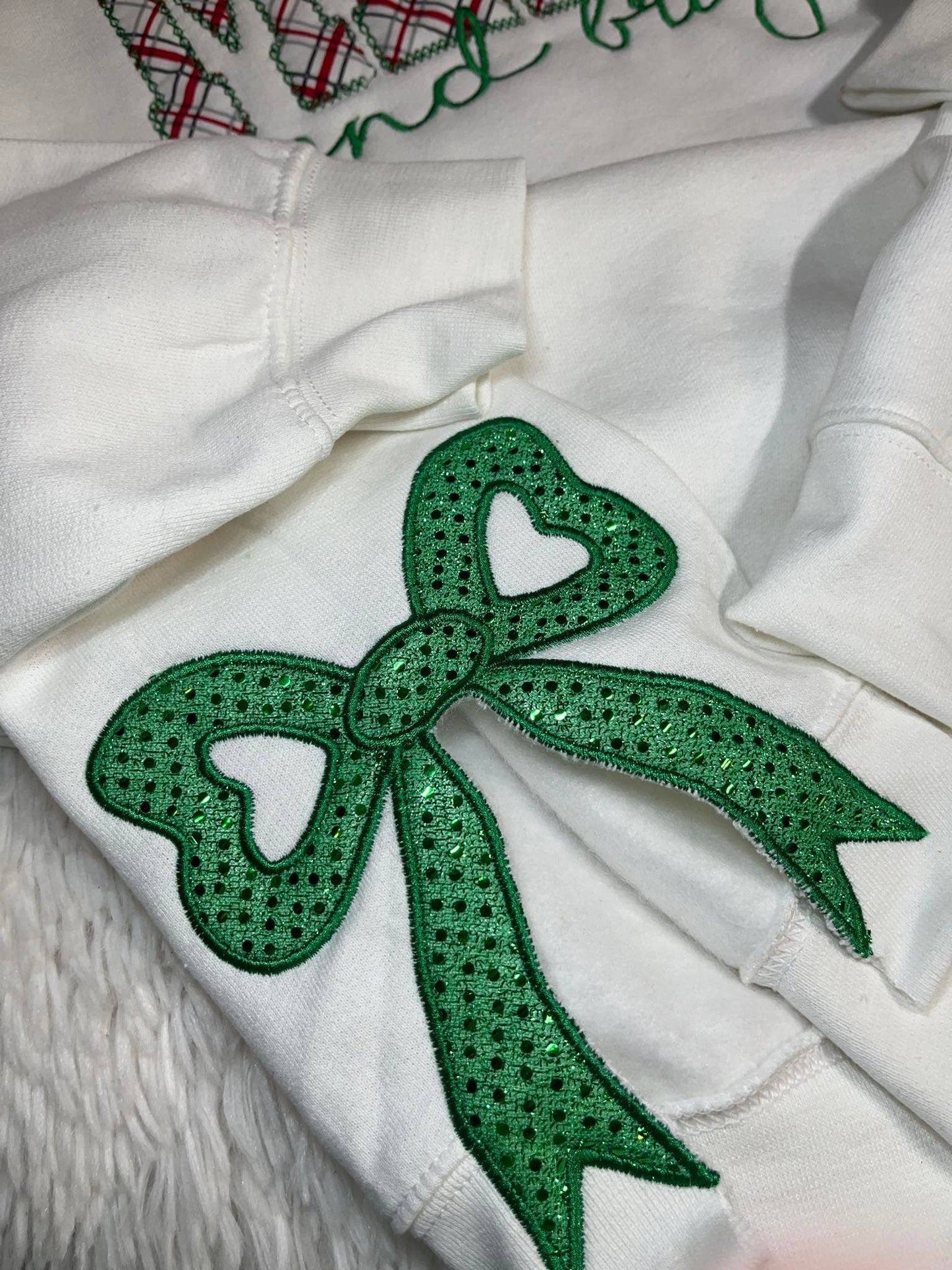 Merry and bright Christmas Sweatshirt, Side Bow