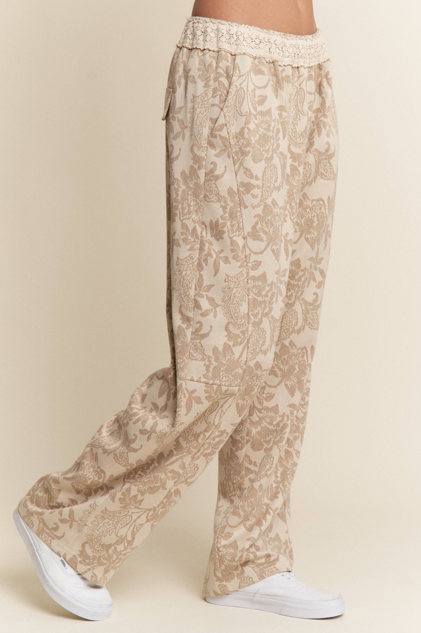 Floral Knit Casual Pants