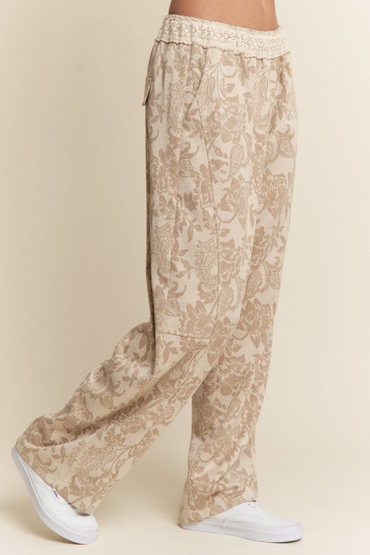 Floral Knit Casual Pants