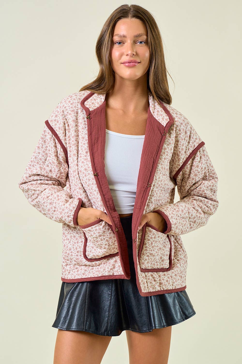 COTTON FLORAL LONG SLEEVE PADDED COAT