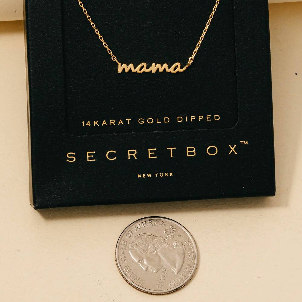 Gold Dipped Dainty Mama Pendant Necklace