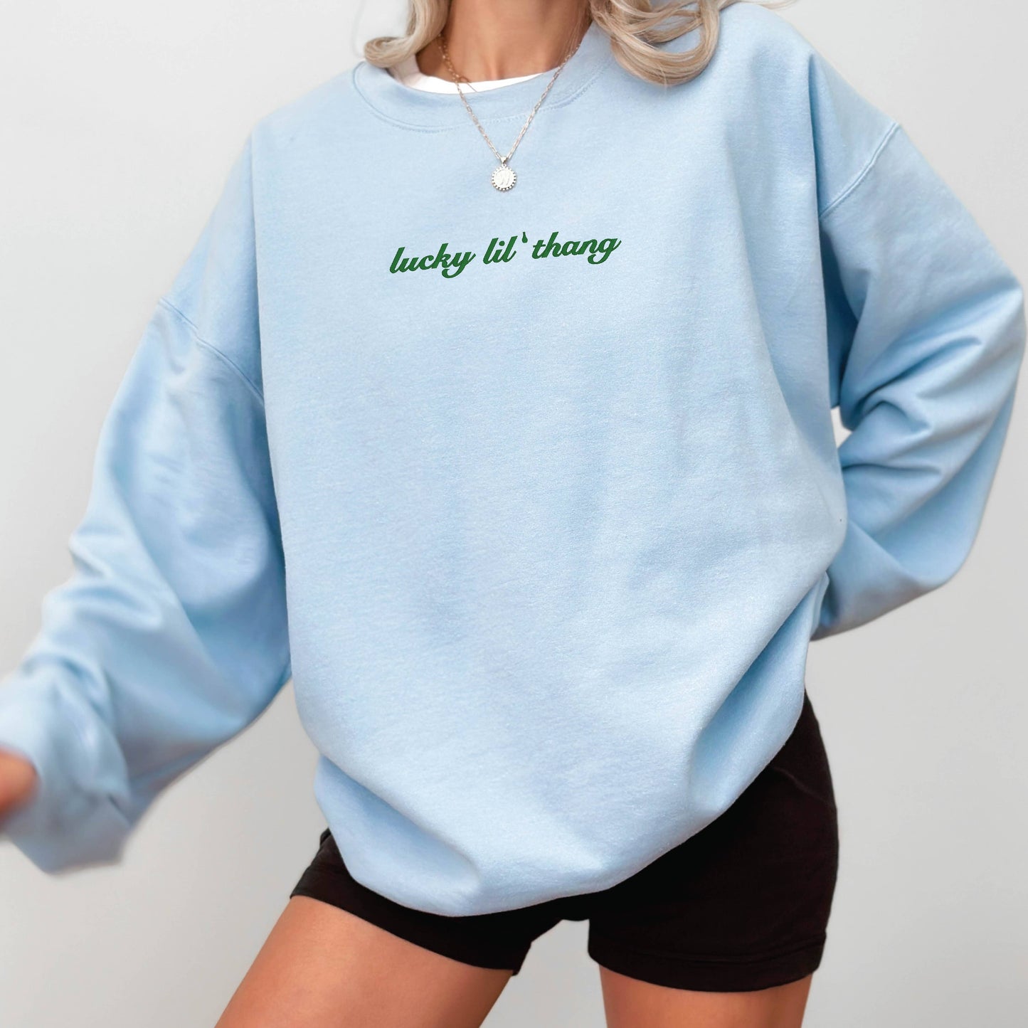Embroidered St Patrick Day Crewneck Sweatshirt Lucky Sweater