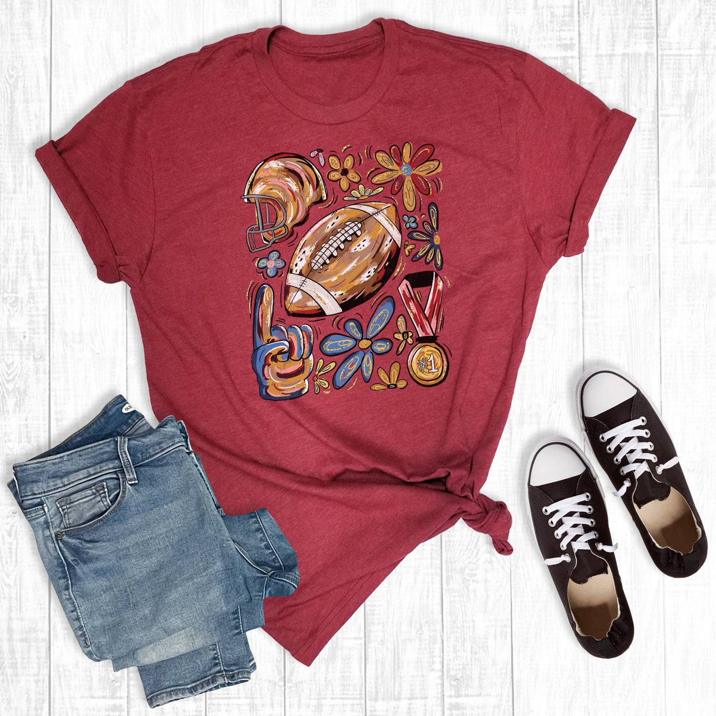 Floral Boho Gameday Football Graphic Tee