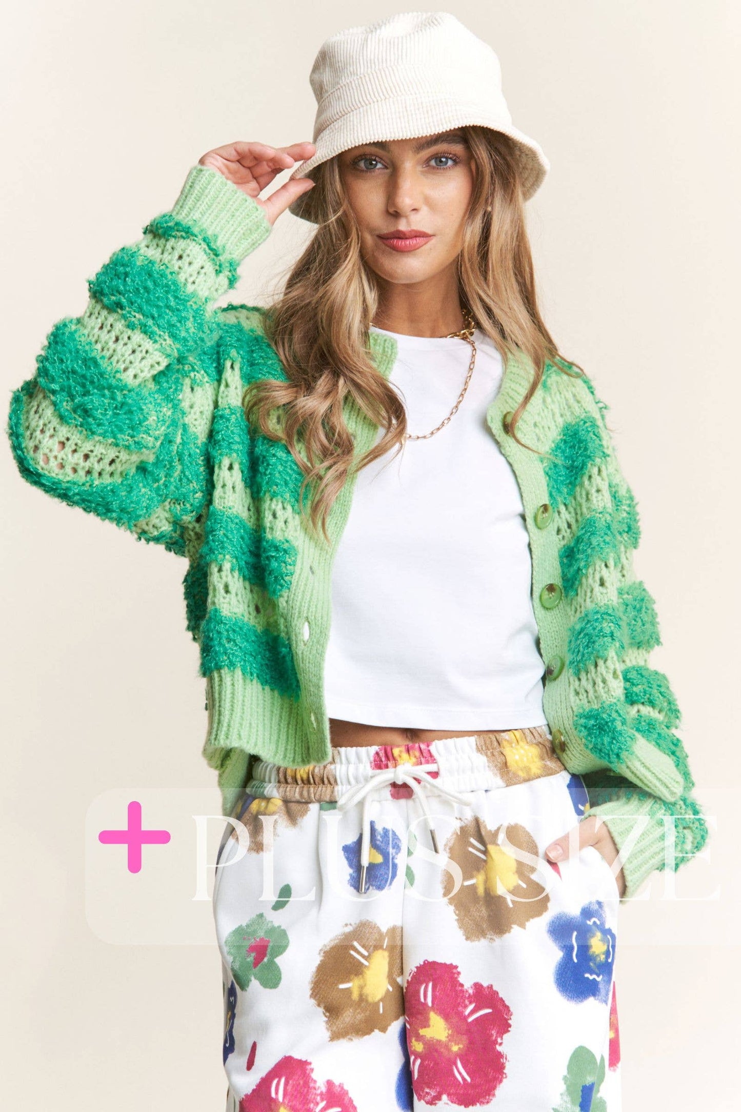 Fuzzy Stripe Long Sleeve Cardigan