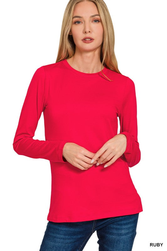 Brushed Microfiber Long-Sleeve Tee