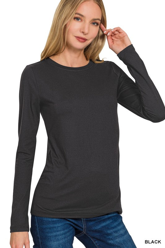 Brushed Microfiber Long-Sleeve Tee