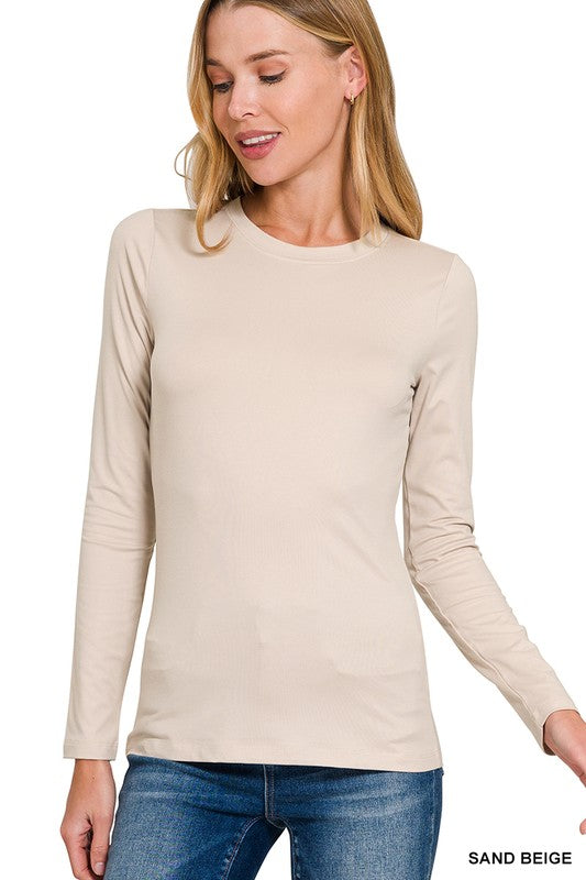 Brushed Microfiber Long-Sleeve Tee