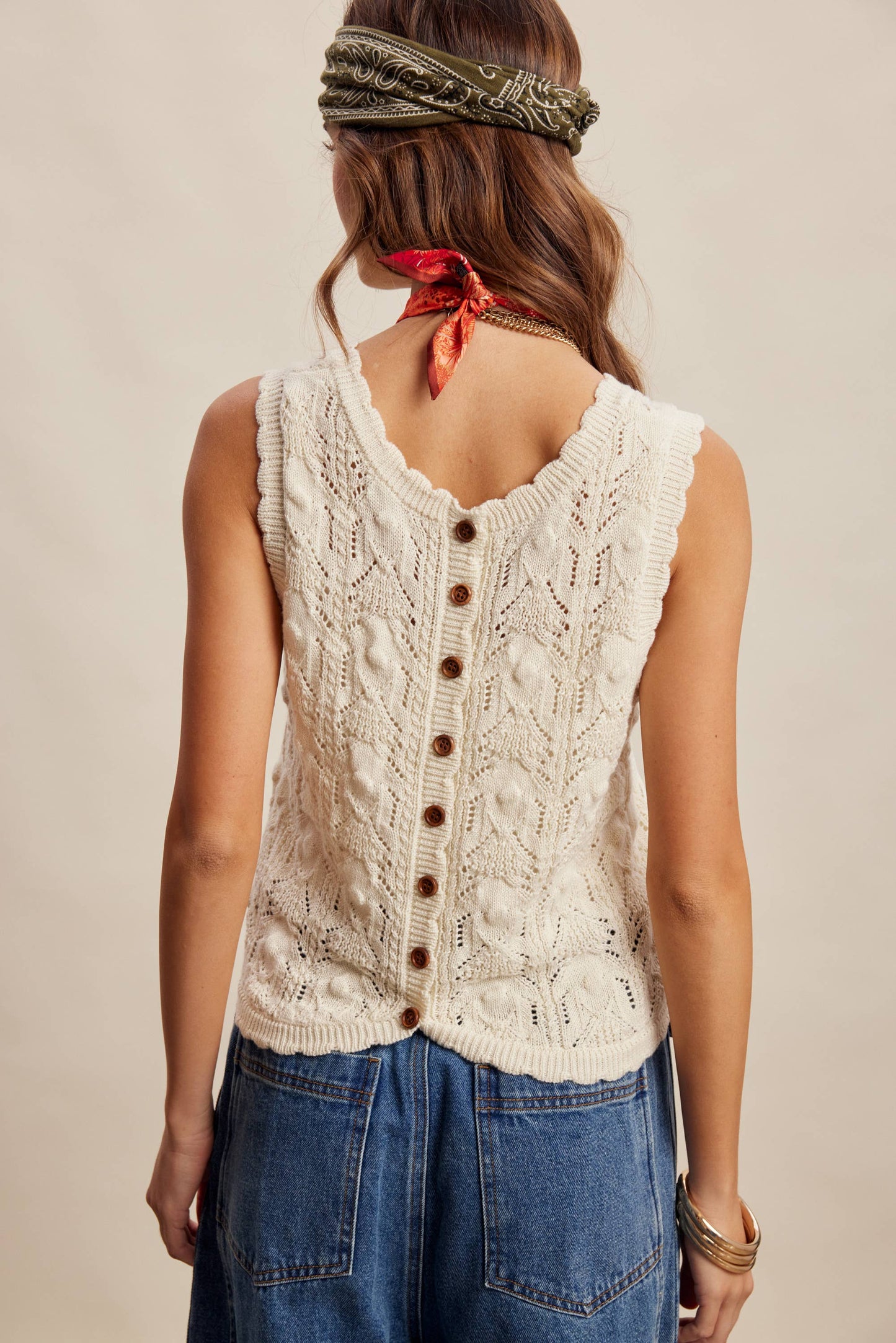 Reversible Pointelle Knit Vest