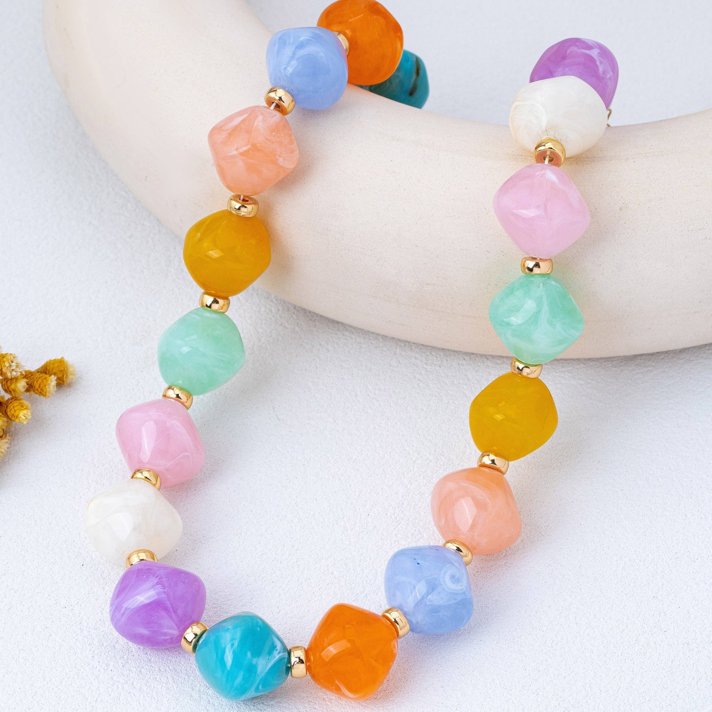 Multicolor Oversized  Pastel Bead Necklace