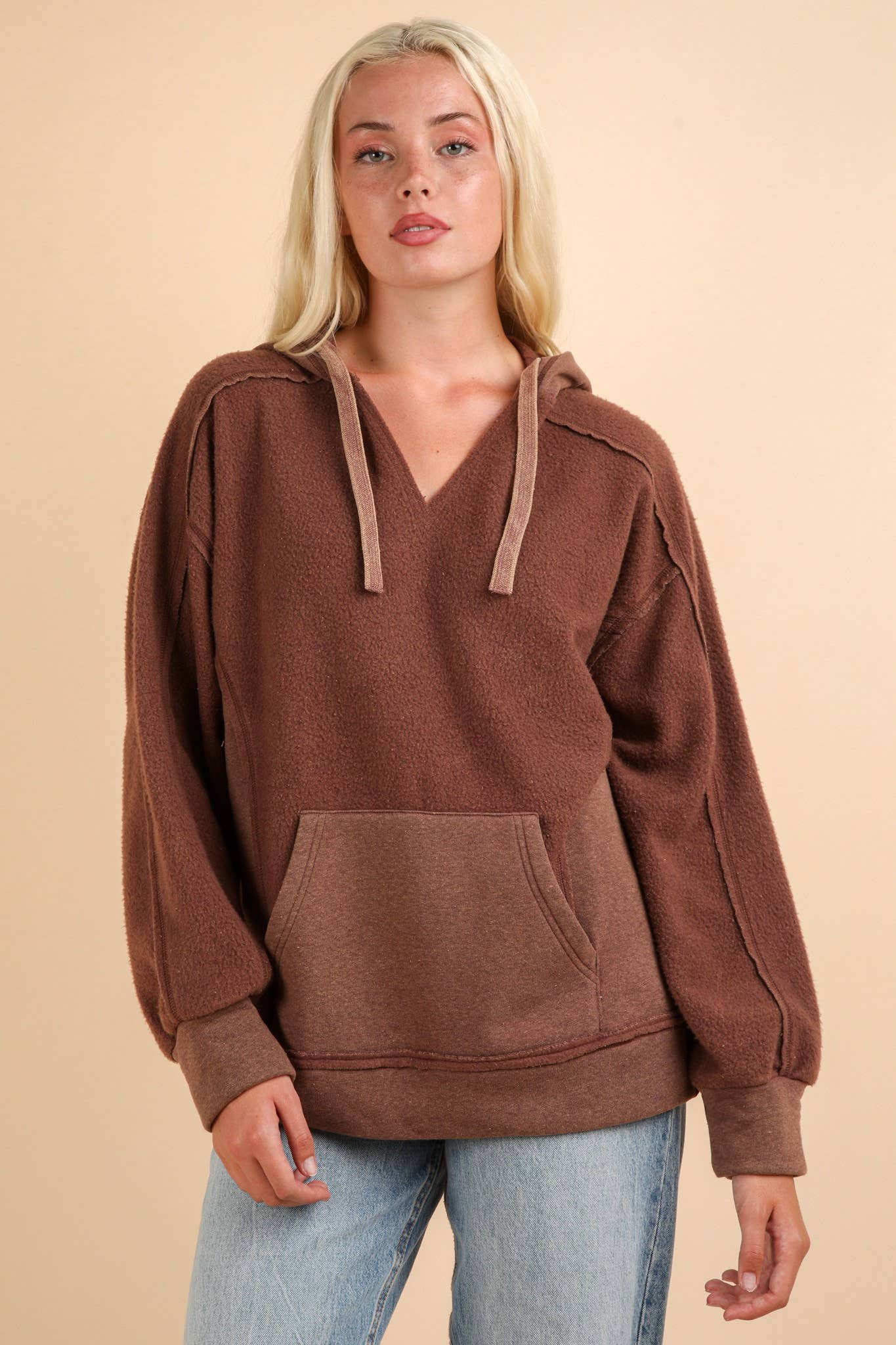 Mineral Washed Oversized Casual Hoodie Knit Top
