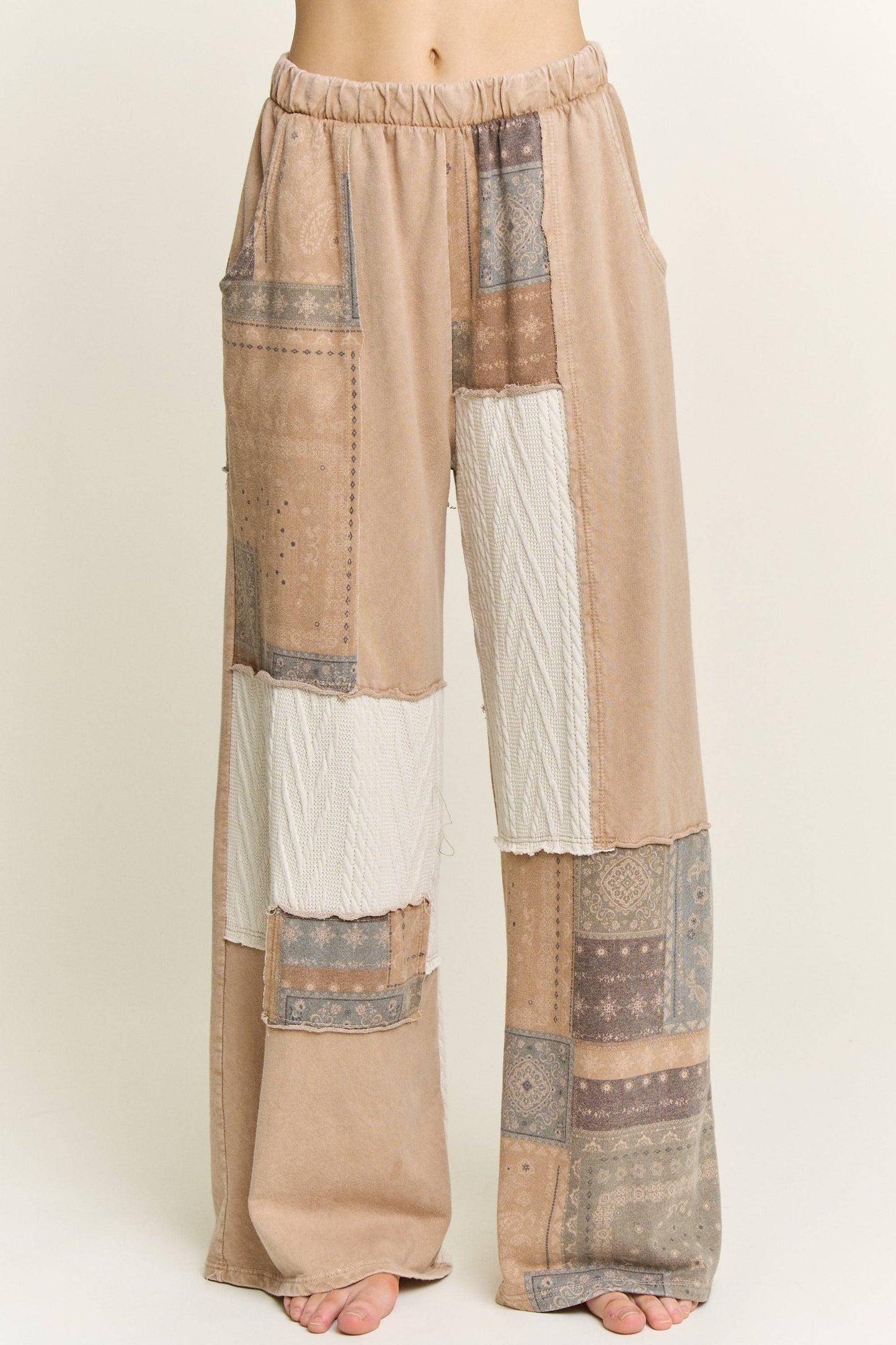 Mineral Washed Bandana Patchwork  Sweater pants