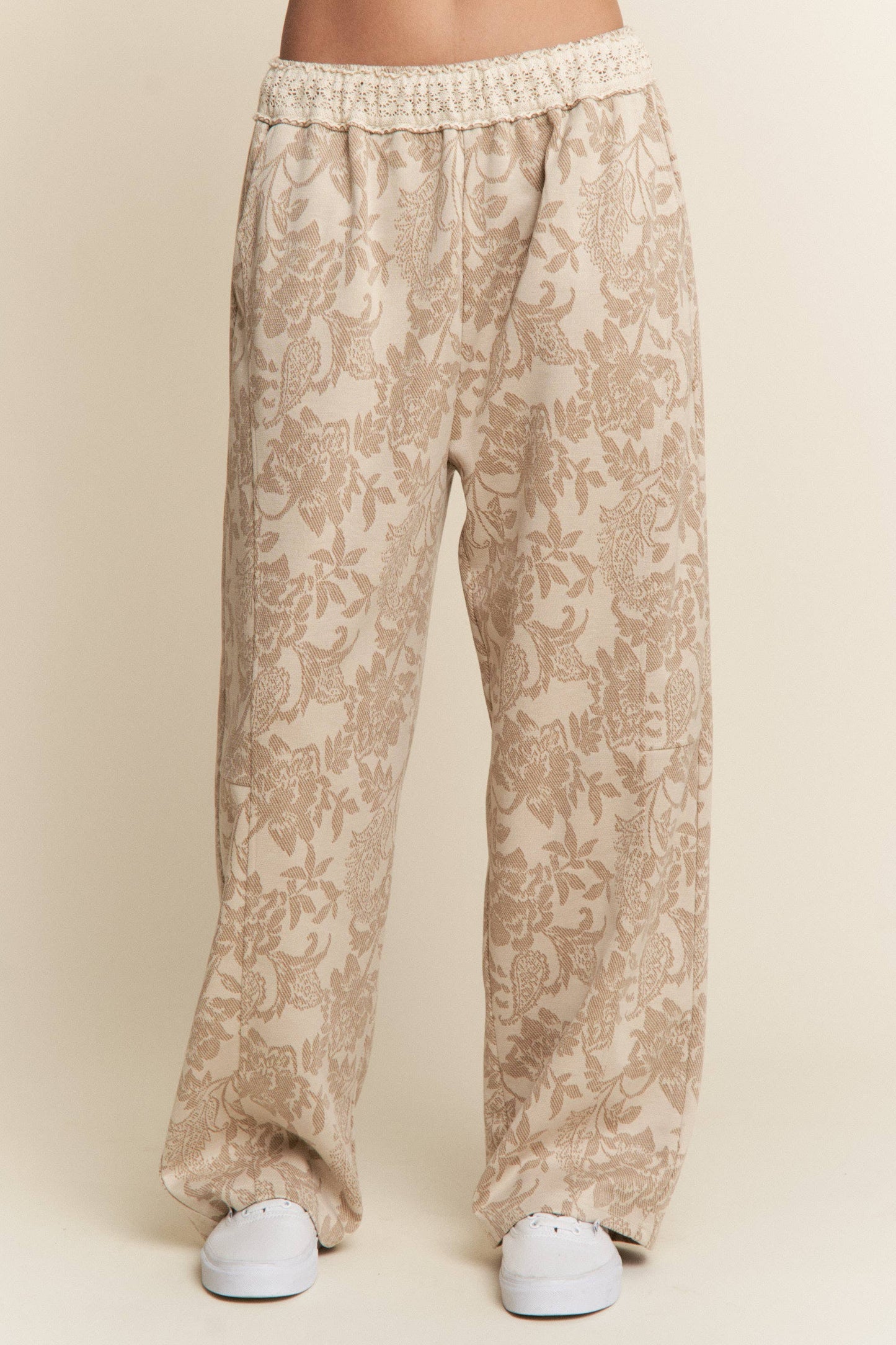 Floral Knit Casual Pants
