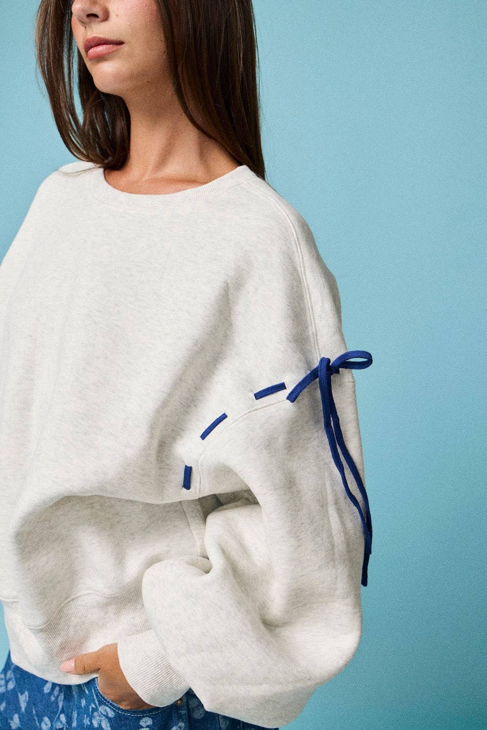 Oversized Tie-Detail Sweatshirt