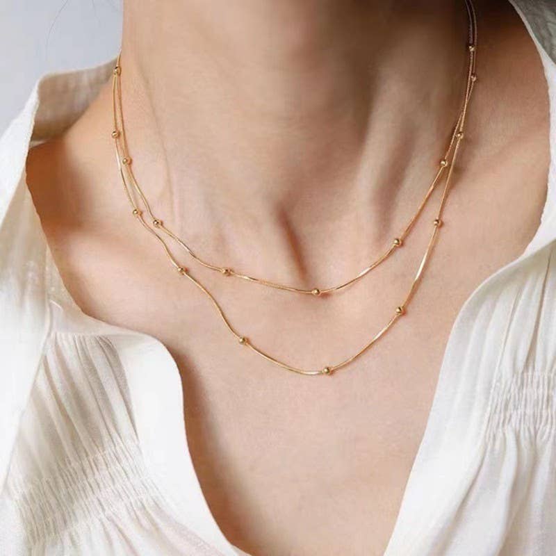 18K STAINLESS STEEL TARNISH FREE LAYERED NECKLACE