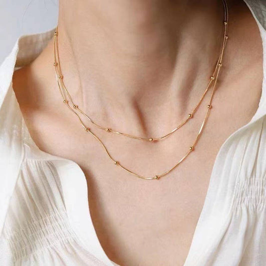 18K STAINLESS STEEL TARNISH FREE LAYERED NECKLACE