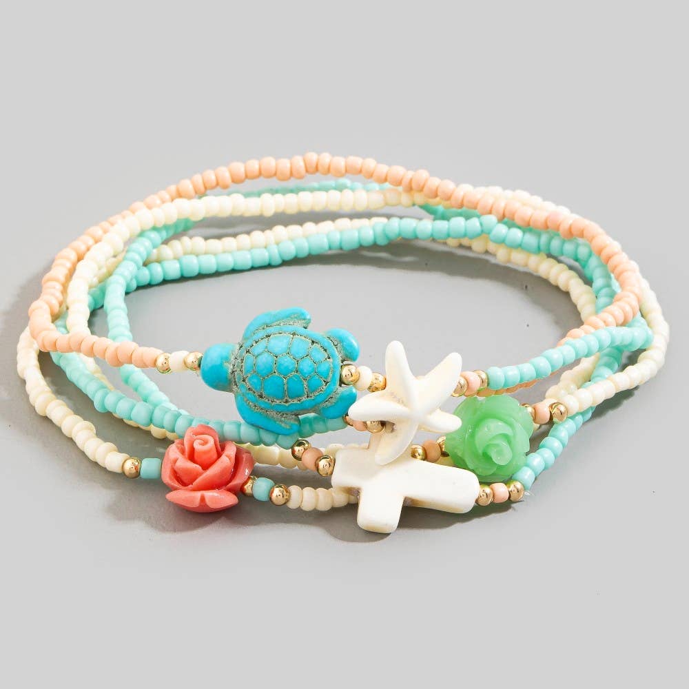 Cross And Sea Life Bracelet Set