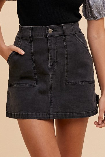 Cargo Denim Mini Skirt